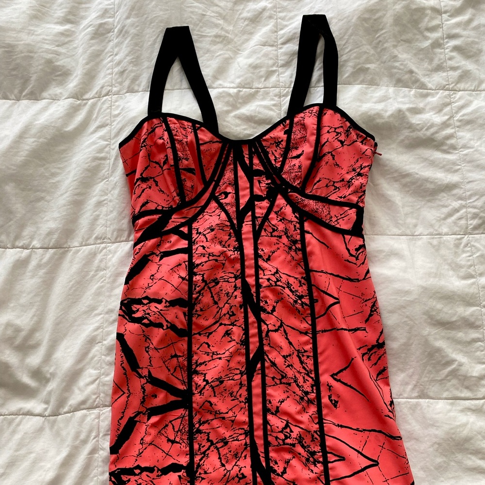 Vibrant colorful pink & black dress